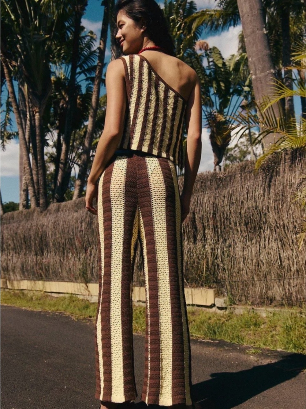 Free People (free-est) Striped Crochet set in Brown & Cream